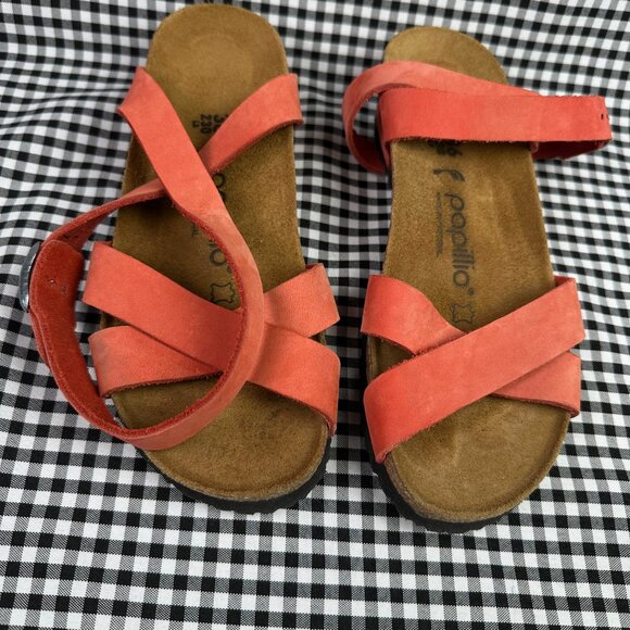 Birkenstock Papillo Lola Orange Red Cross Wedge Summer Sandals EU 36 / Women's 5 - Picture 3 of 5